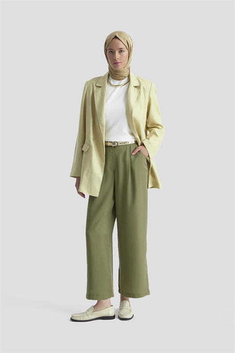 Tencel Palazzo Pantolon Haki