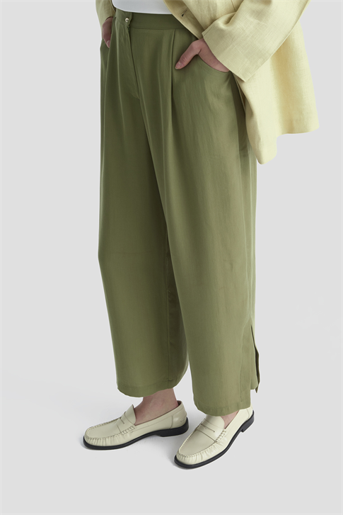 Tencel Palazzo Pantolon Haki