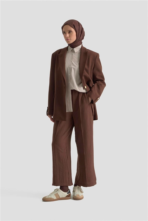 Önü Dikişli Pantolon Kakao