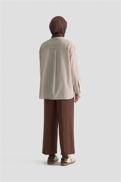 Önü Dikişli Pantolon Kakao