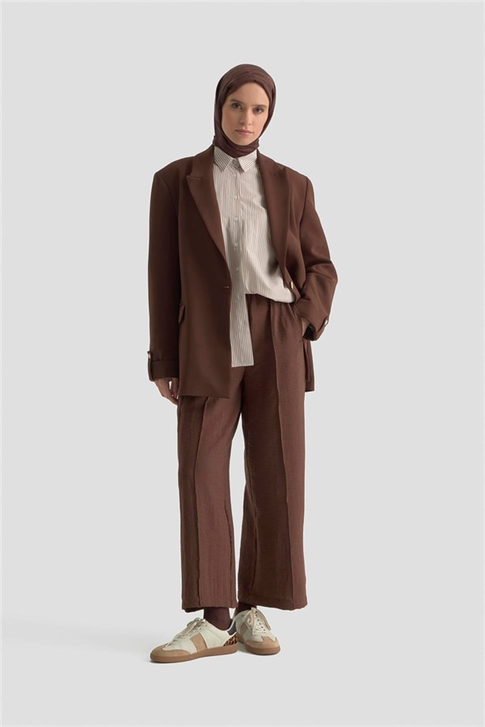 Önü Dikişli Pantolon Kakao