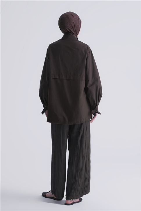 Kırışık Efektli Pantolon Kahverengi