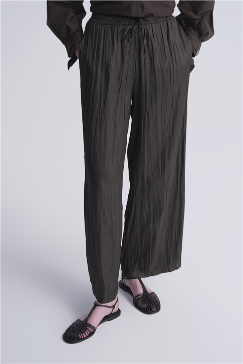 Kırışık Efektli Pantolon Kahverengi