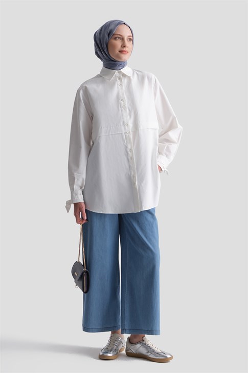 Beli Lastikli Pantolon Mavi