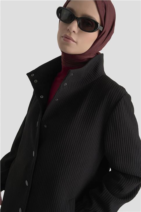 Basic Örme Pardesü Siyah