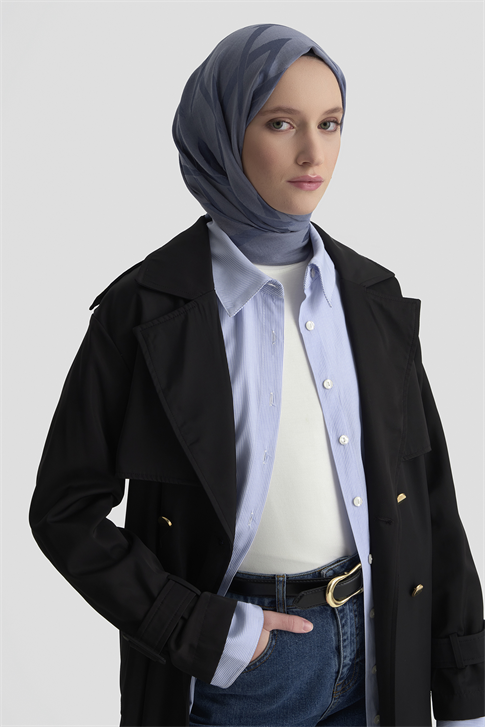 Armine Düğme Detaylı Trençkot Siyah