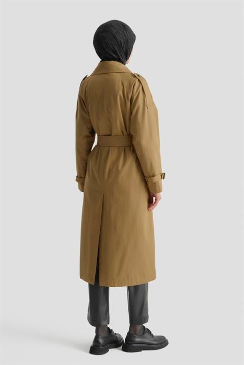 Armine Kemerli Uzun Trençkot Camel