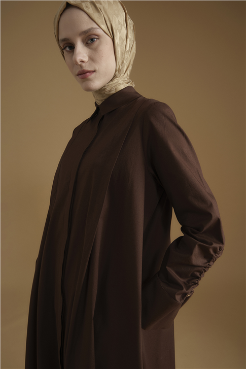 Armine Oversize Tunik Elbise Kahverengi