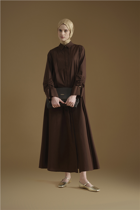Armine Oversize Tunik Elbise Kahverengi