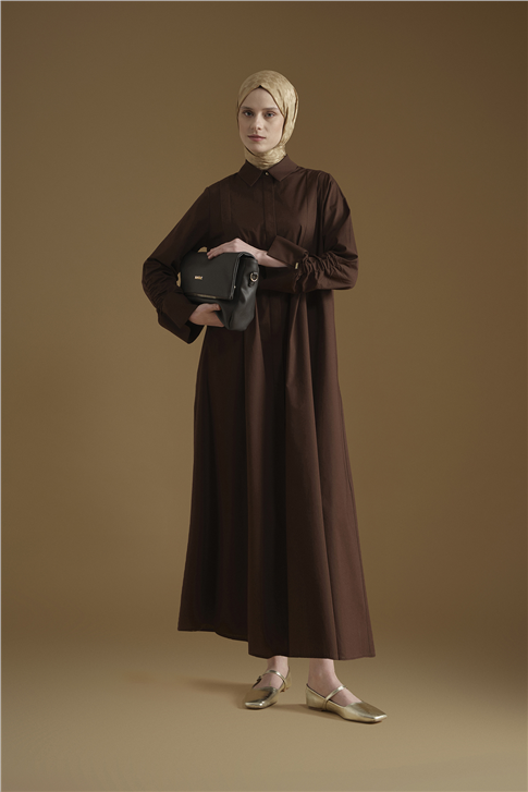 Armine Oversize Tunik Elbise Kahverengi