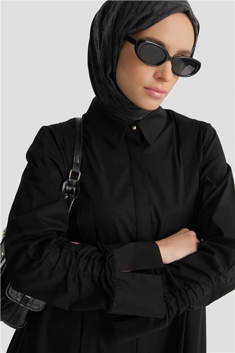 Armine Oversize Tunik Elbise Siyah