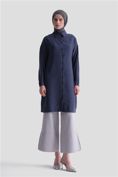 Arkası Nakışlı Tunik Elbise Lacivert
