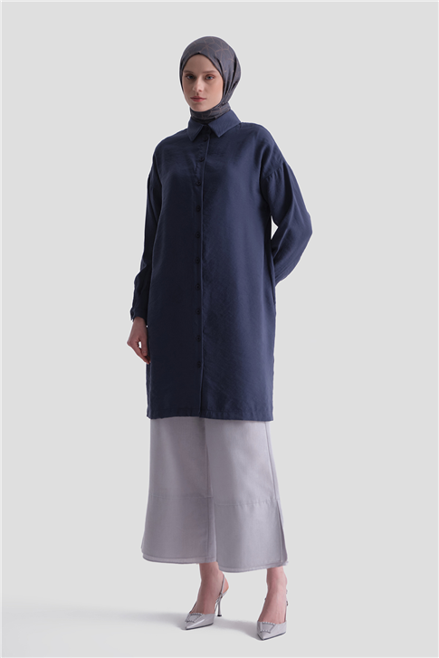 Arkası Nakışlı Tunik Elbise Lacivert