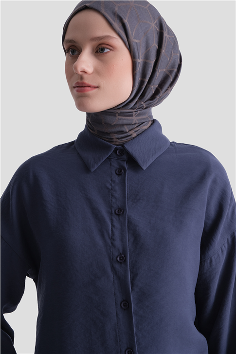 Arkası Nakışlı Tunik Elbise Lacivert