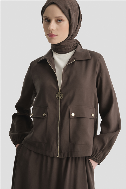 Armine Basic Ceketli Takım Kahve