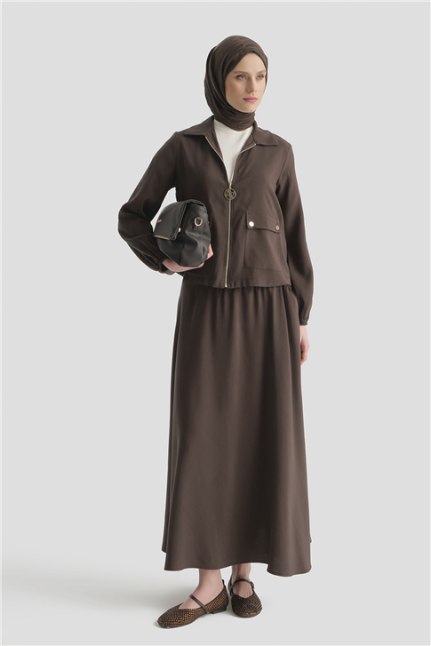 Armine Basic Ceketli Takım Kahve