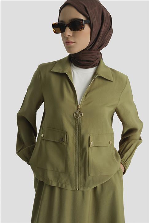 Armine Basic Ceketli Takım Yağ Yeşili