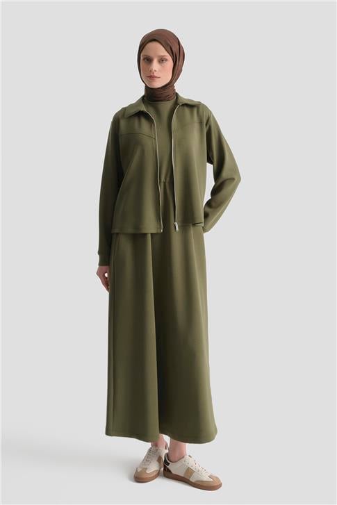 Ceketli Elbise Modal Takım Haki