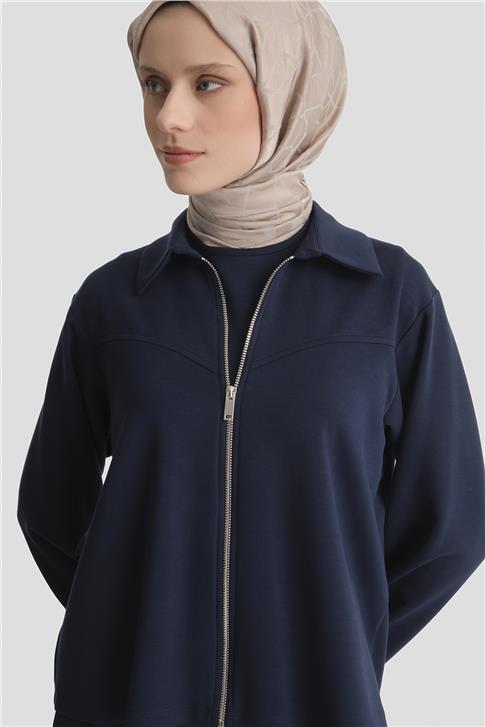 Ceketli Elbise Modal Takım Lacivert