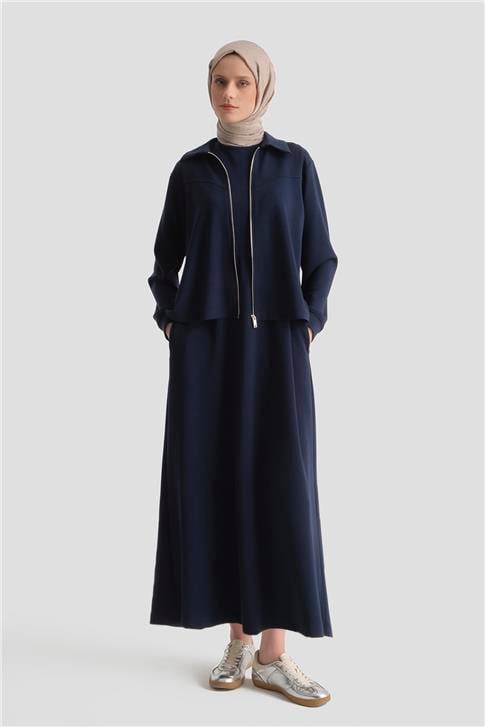 Ceketli Elbise Modal Takım Lacivert