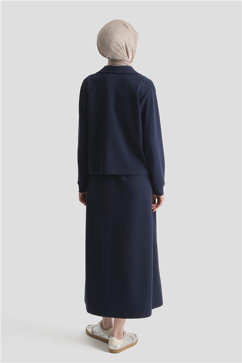 Ceketli Elbise Modal Takım Lacivert