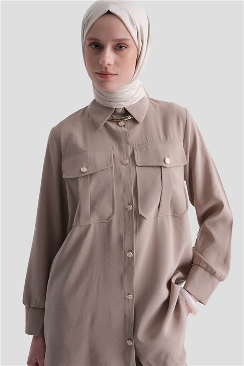 Cep Detaylı Basic Takım Bej