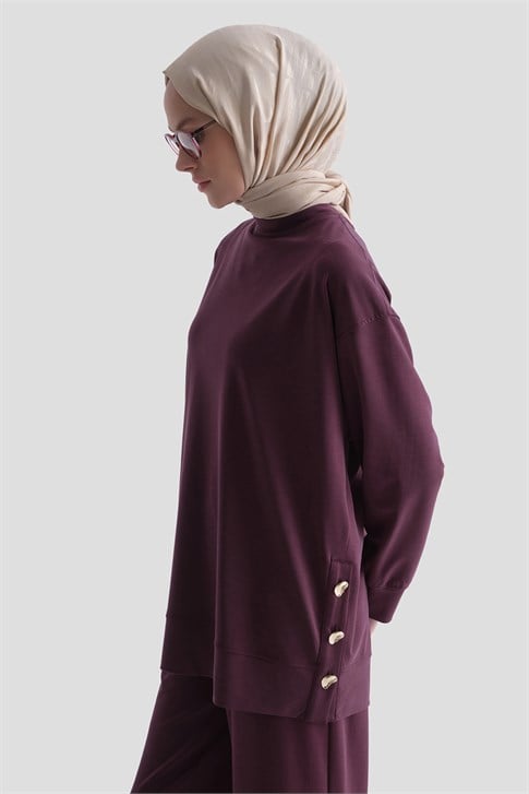 Modal Karışımlı Örme Takım Bordo