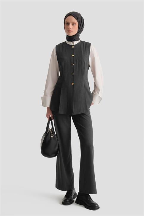 Fitted Yelekli Takım Antrasit