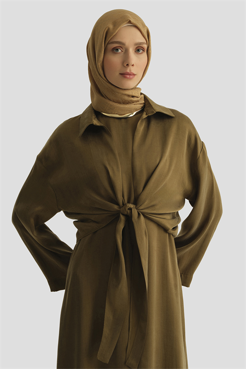 Lyocell Gömlek Elbise Takım Haki