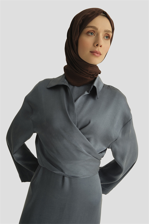 Lyocell Gömlek Elbise Takım İndigo