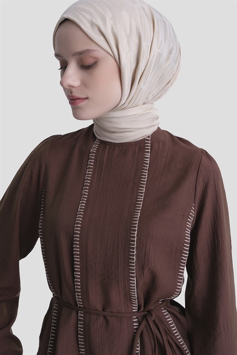 Dikiş Detaylı Takım Kahverengi