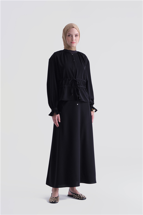 Beli Büzgülü Takım Siyah