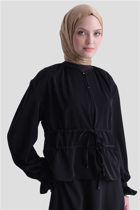 Beli Büzgülü Takım Siyah