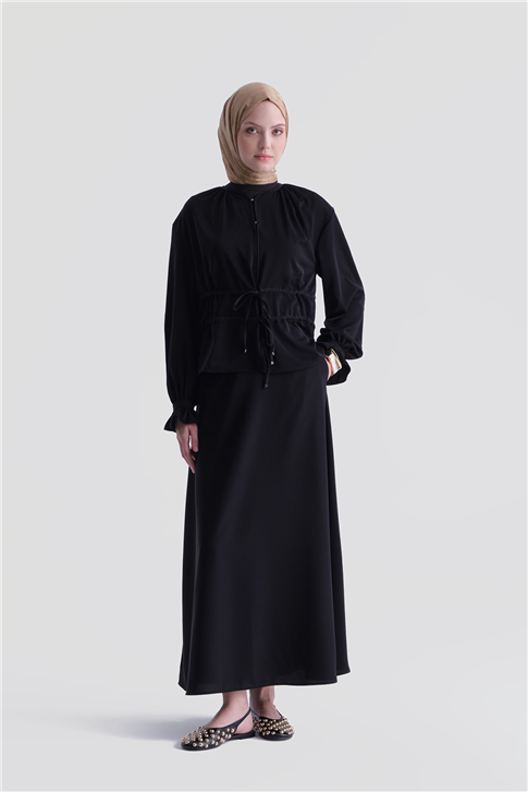 Beli Büzgülü Takım Siyah