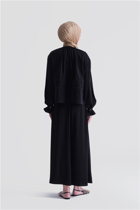 Beli Büzgülü Takım Siyah