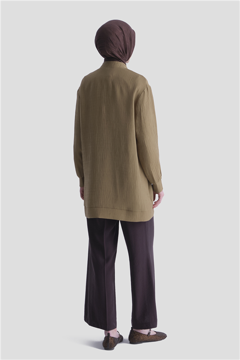 Çiçek Detaylı Kap Yağ Yeşili