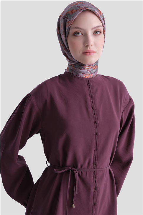 Minimal Düğmeli Takım Mürdüm