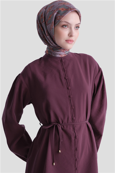 Minimal Düğmeli Takım Mürdüm