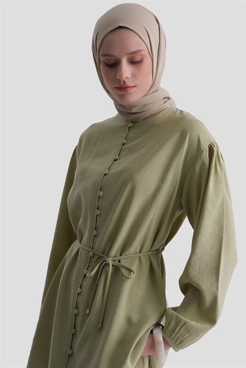 Minimal Düğmeli Takım Su Yeşili