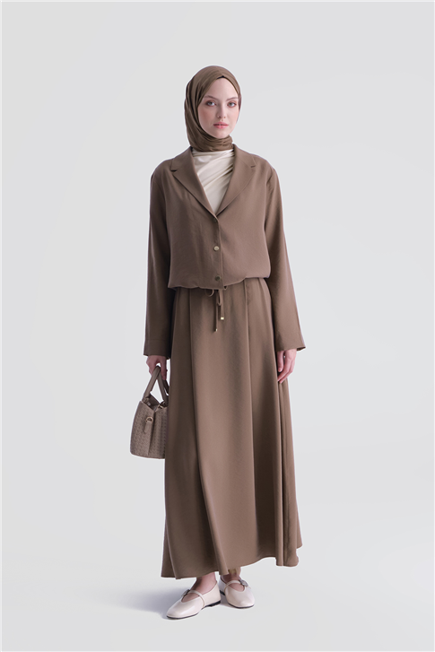 Kupra Ceketli Takım Kahverengi
