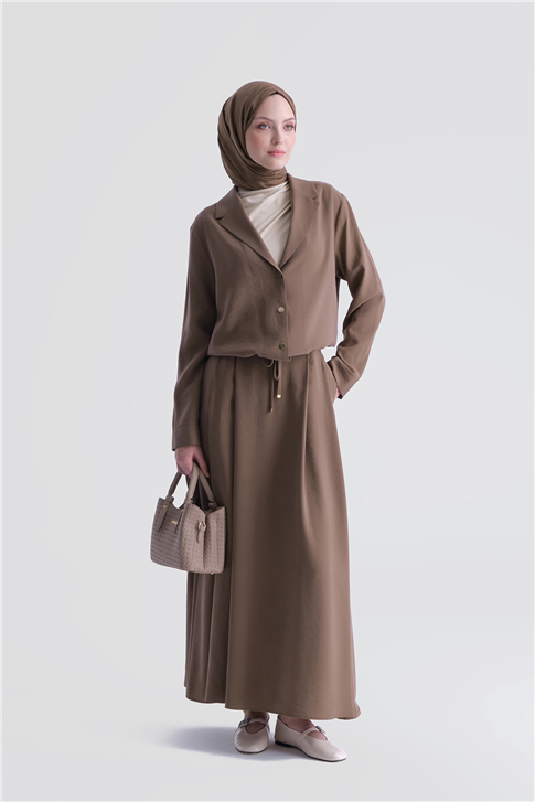 Kupra Ceketli Takım Kahverengi