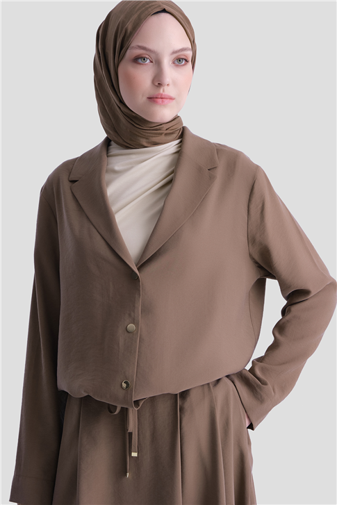 Kupra Ceketli Takım Kahverengi