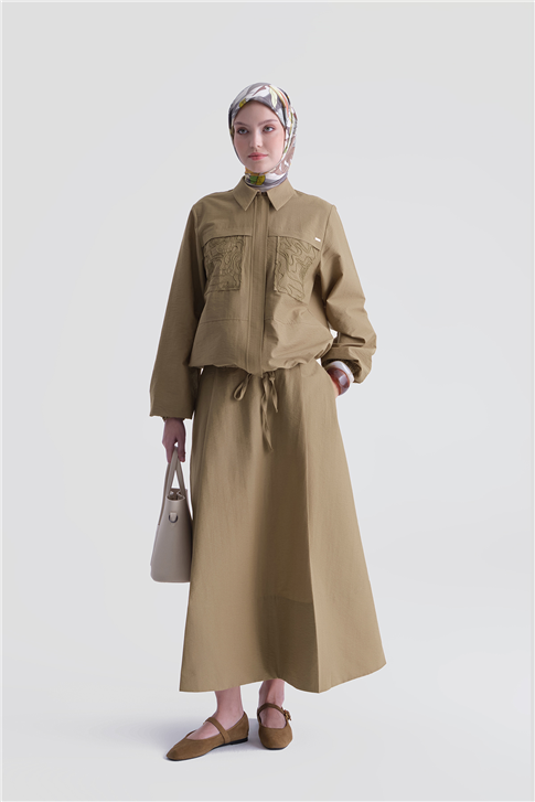 Nakış Detaylı Takım Haki