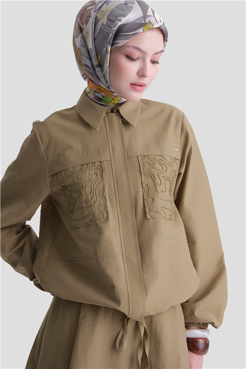 Nakış Detaylı Takım Haki