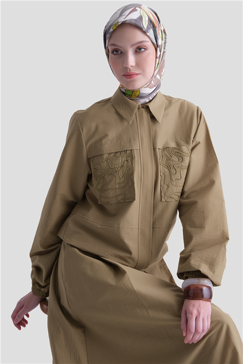Nakış Detaylı Takım Haki