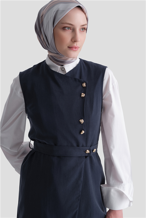 Yelekli Fitted Takım Lacivert
