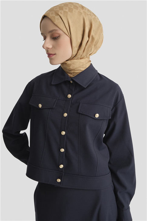 Denim Ceketli Takım Lacivert