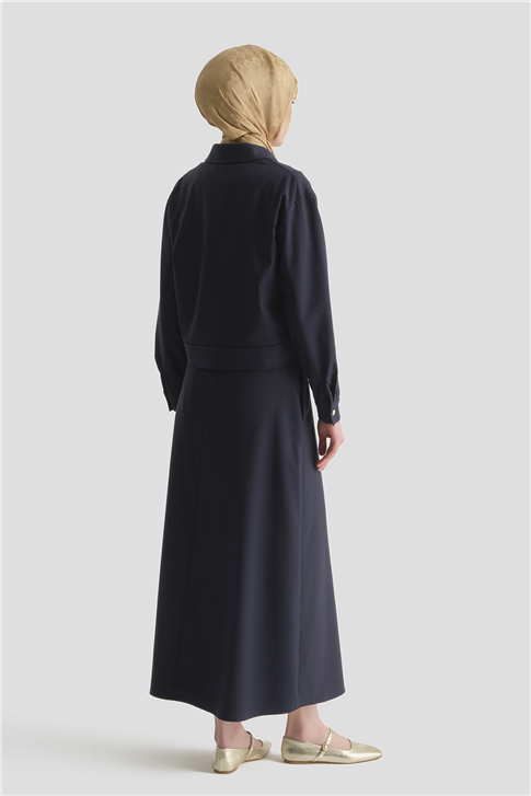 Denim Ceketli Takım Lacivert