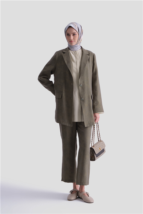 Jakarlı Blazer Takım Haki