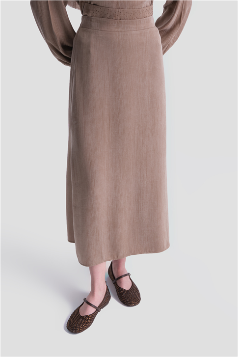 Taş İşlemeli Kupra Takım Kahverengi